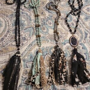 Boutique style beaded tassel necklaces